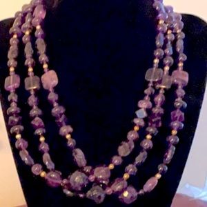 Jay King SS & Amethyst Multi Strand Necklace
